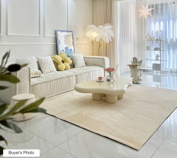 Cream Color Modern Living Room Rugs, Dining Room Modern Rugs, Thick Soft Floor Carpets for Living Room, Soft Contemporary Rugs for Bedroom-HomePaintingDecor