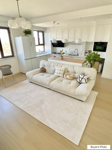 Cream Color Modern Living Room Rugs, Dining Room Modern Rugs, Thick Soft Floor Carpets for Living Room, Soft Contemporary Rugs for Bedroom-HomePaintingDecor