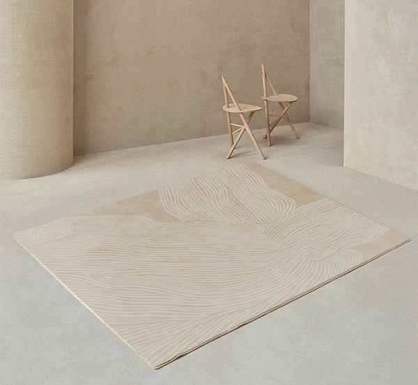 Cream Color Modern Living Room Rugs, Dining Room Modern Rugs, Thick Soft Floor Carpets for Living Room, Soft Contemporary Rugs for Bedroom-HomePaintingDecor