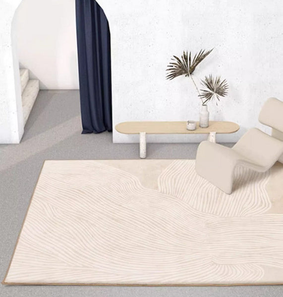 Cream Color Modern Living Room Rugs, Dining Room Modern Rugs, Thick Soft Floor Carpets for Living Room, Soft Contemporary Rugs for Bedroom-HomePaintingDecor