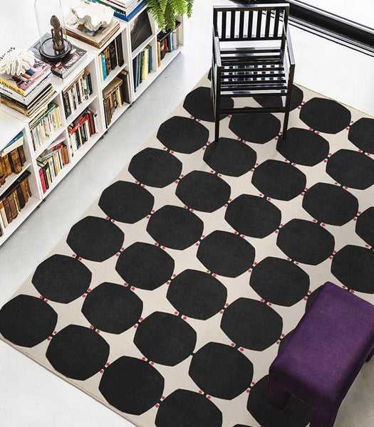 Dining Room Geometric Modern Rugs, Bedroom Modern Rugs, Black Modern Rugs for Living Room, Contemporary Modern Rugs under Coffee Table-HomePaintingDecor