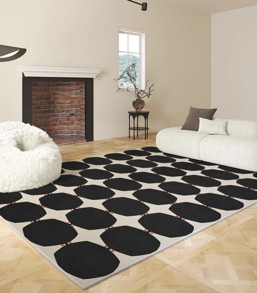 Dining Room Geometric Modern Rugs, Bedroom Modern Rugs, Black Modern Rugs for Living Room, Contemporary Modern Rugs under Coffee Table-HomePaintingDecor