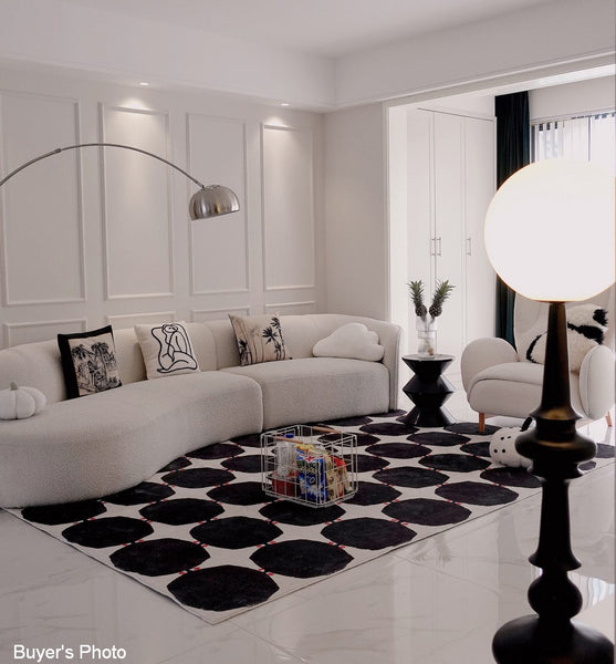 Dining Room Geometric Modern Rugs, Bedroom Modern Rugs, Black Modern Rugs for Living Room, Contemporary Modern Rugs under Coffee Table-HomePaintingDecor