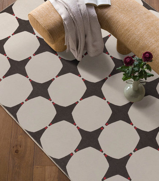 Contemporary Modern Rugs under Coffee Table, Dining Room Geometric Modern Rugs, Bedroom Modern Rugs, Brown Modern Rugs for Living Room-HomePaintingDecor