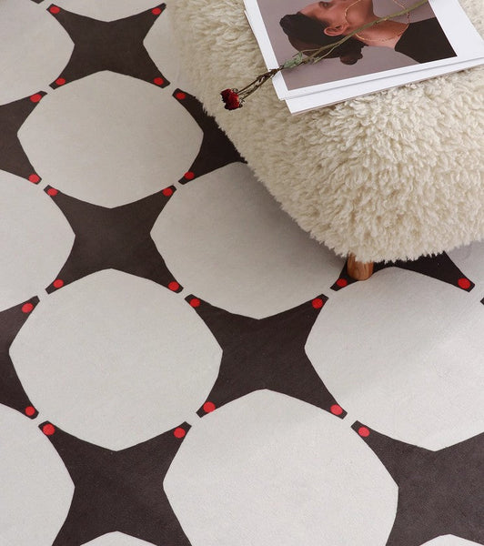 Contemporary Modern Rugs under Coffee Table, Dining Room Geometric Modern Rugs, Bedroom Modern Rugs, Brown Modern Rugs for Living Room-HomePaintingDecor