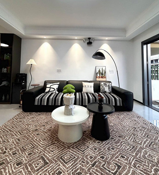 Brown Modern Rug Ideas for Bedroom, Large Modern Rugs for Living Room, Abstract Geometric Modern Rugs, Modern Rugs for Dining Room-HomePaintingDecor