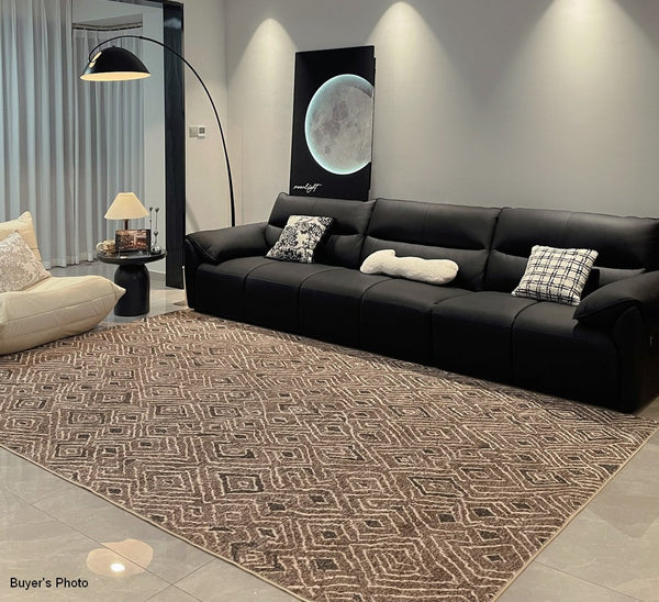 Brown Modern Rug Ideas for Bedroom, Large Modern Rugs for Living Room, Abstract Geometric Modern Rugs, Modern Rugs for Dining Room-HomePaintingDecor