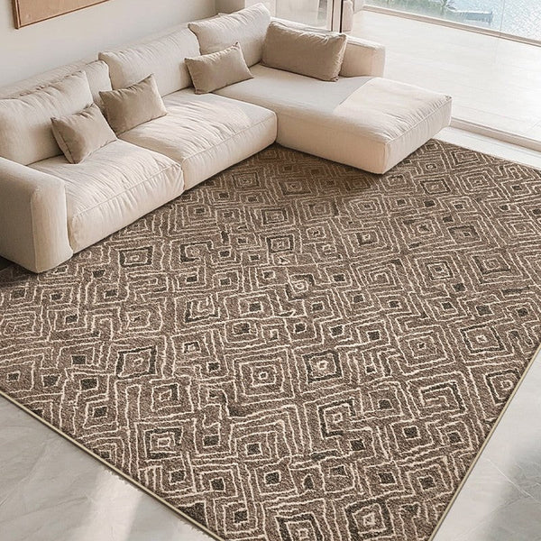 Brown Modern Rug Ideas for Bedroom, Large Modern Rugs for Living Room, Abstract Geometric Modern Rugs, Modern Rugs for Dining Room-HomePaintingDecor