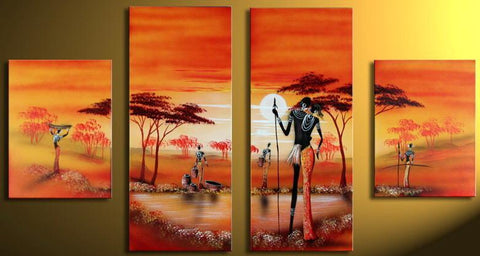 African Painting, Acrylic Wall Art Painting, Living Room Wall Paintings, Hand Painted Canvas Art-HomePaintingDecor