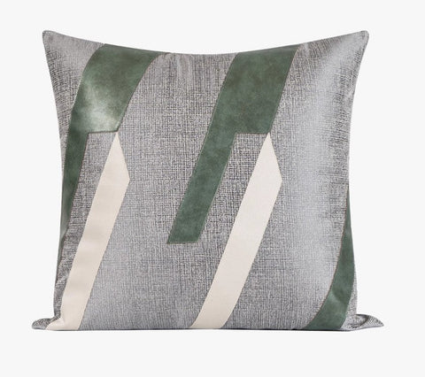 Grey Green Abstract Contemporary Throw Pillow for Living Room, Decorative Throw Pillows for Couch, Large Modern Sofa Throw Pillows-HomePaintingDecor