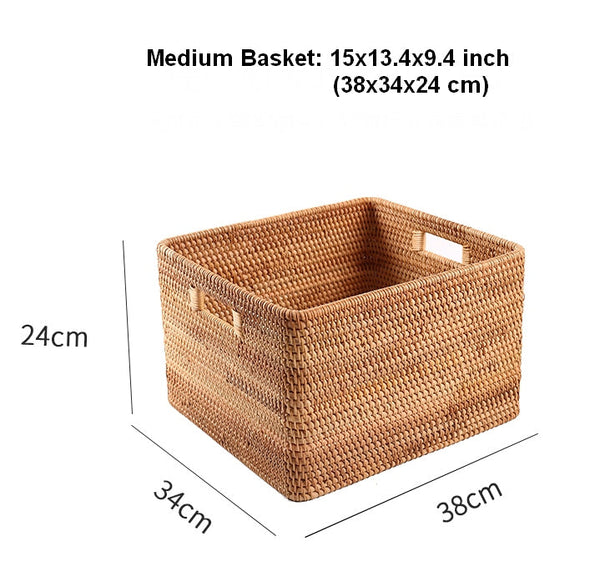 Extra Large Woven Baskets for Living Room, Storage Baskets for Clothes, Storage Baskets for Kitchen, Rectangular Storage Basket for Bedroom, Storage Baskets for Shelves-HomePaintingDecor