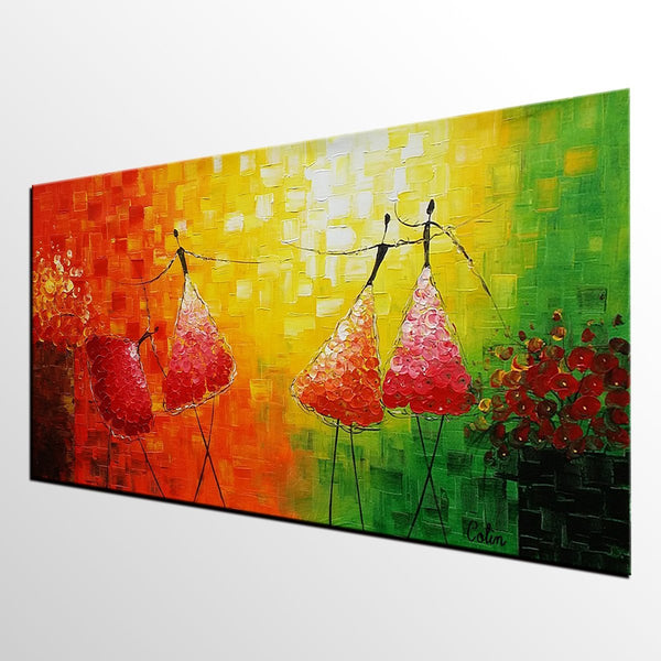 Simple Modern Painting, Paintings for Bedroom, Acrylic Art on Canvas, Abstract Ballet Dancer Painting, Original Wall Art, Acrylic Painting for Sale-HomePaintingDecor