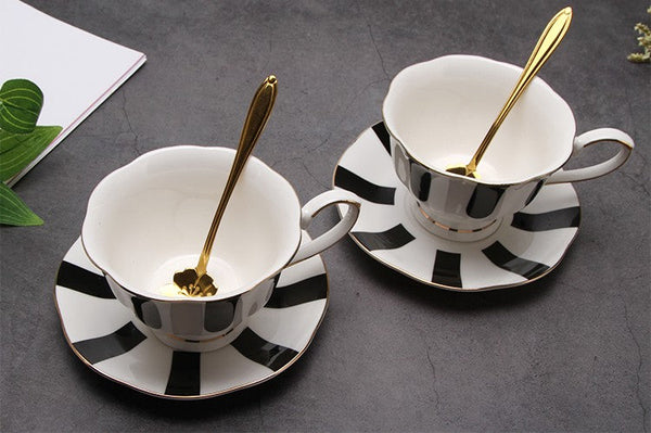 Unique Porcelain Cup and Saucer, Creative Ceramic Coffee Cups, Beautiful British Tea Cups, Creative Bone China Porcelain Tea Cup Set-HomePaintingDecor