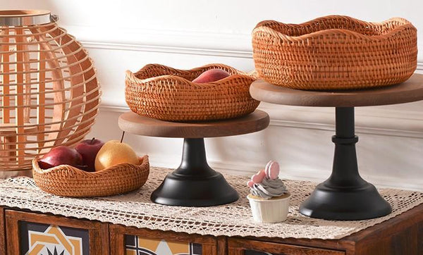 Woven Round Storage Basket, Rattan Storage Basket, Fruit Basket, Storage Baskets for Kitchen-HomePaintingDecor
