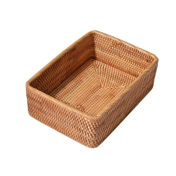 Woven Rectangular Basket for Shelves, Rattan Storage Basket, Storage Baskets for Bathroom, Woven Baskets for Living Room-HomePaintingDecor