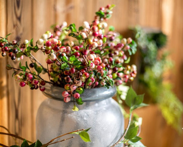 Cranberry Fruit Branch, Flower Arrangement Ideas for Living Room, Unique Artificial Flowers for Home Decoration, Spring Artificial Floral for Bedroom-HomePaintingDecor