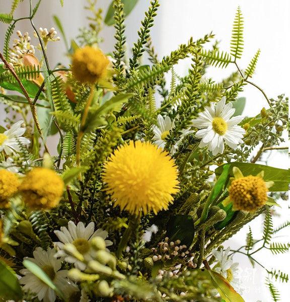 Beautiful Modern Artificial Flowers for Dining Room Table, Dandelion, Wheat Branch, Eucalyptus Globulus, Unique Flower Arrangement for Home Decoration-HomePaintingDecor