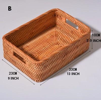 Rectangular Storage Baskets for Pantry, Rattan Storage Basket for Shelves, Storage Baskets for Kitchen, Woven Storage Baskets-HomePaintingDecor