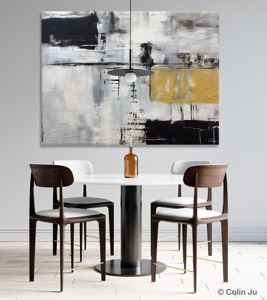 Black Abstract Acrylic Paintings, Large Paintings for Bedroom, Simple Modern Art, Original Canvas Paintings, Contemporary Canvas Paintings-HomePaintingDecor