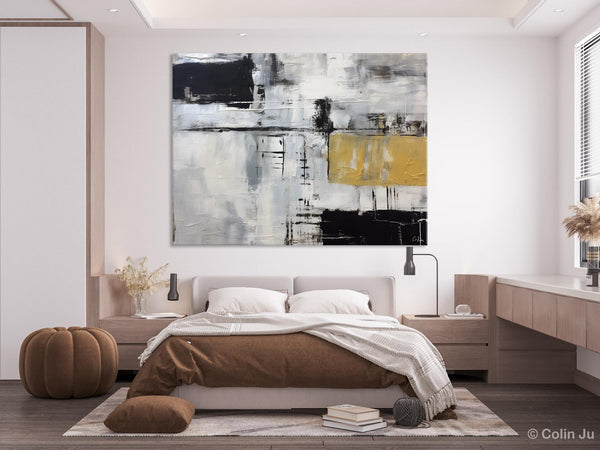 Black Abstract Acrylic Paintings, Large Paintings for Bedroom, Simple Modern Art, Original Canvas Paintings, Contemporary Canvas Paintings-HomePaintingDecor