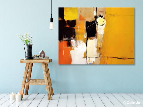 Simple Modern Paintings for Living Room, Original Abstract Paintings, Yellow Abstract Contemporary Art, Acrylic Painting on Canvas, Hand Painted Canvas Art-HomePaintingDecor