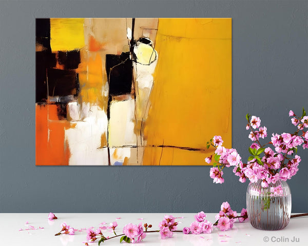 Simple Modern Paintings for Living Room, Original Abstract Paintings, Yellow Abstract Contemporary Art, Acrylic Painting on Canvas, Hand Painted Canvas Art-HomePaintingDecor