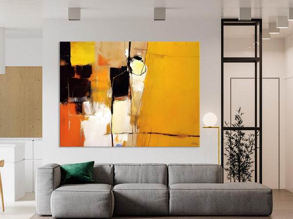 Simple Modern Paintings for Living Room, Original Abstract Paintings, Yellow Abstract Contemporary Art, Acrylic Painting on Canvas, Hand Painted Canvas Art-HomePaintingDecor