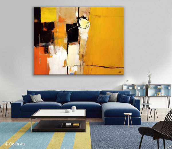 Simple Modern Paintings for Living Room, Original Abstract Paintings, Yellow Abstract Contemporary Art, Acrylic Painting on Canvas, Hand Painted Canvas Art-HomePaintingDecor