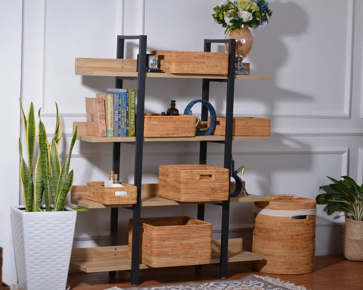 Rectangular Storage Baskets for Pantry, Small Rattan Kitchen Storage B –  Paintingforhome