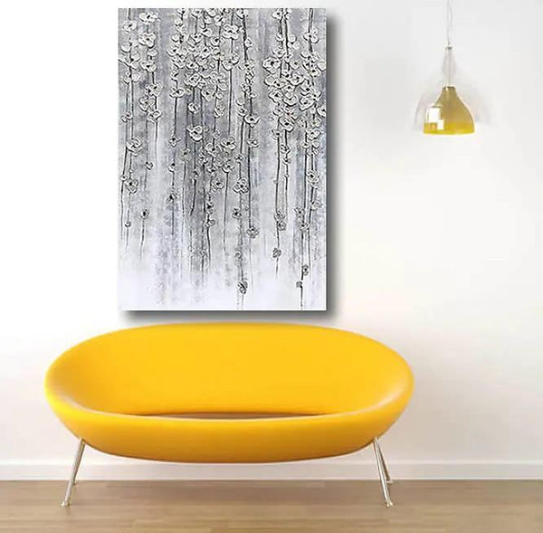 Abstract Flower Painting, Flower Acrylic Painting, Canvas Painting Flower, Paintings for Bedroom, Simple Modern Acrylic Paintings-HomePaintingDecor