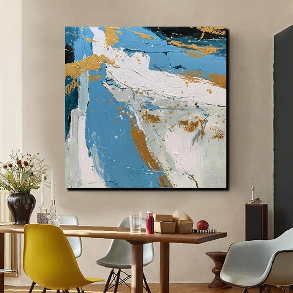 Abstrct Acrylic Paintings, Living Room Acrylic Wall Art Ideas, Blue Modern Abstract Paintings, Heavy Texture Canvas Art, Buy Art Online-HomePaintingDecor