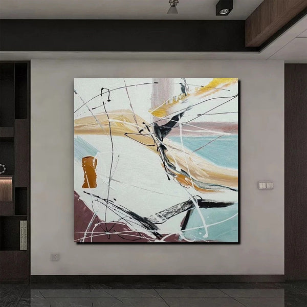 Simple Acrylic Paintings, Bedroom Modern Wall Art, Modern Contemporary Art, Large Painting Behind Sofa, Acrylic Canvas Painting-HomePaintingDecor