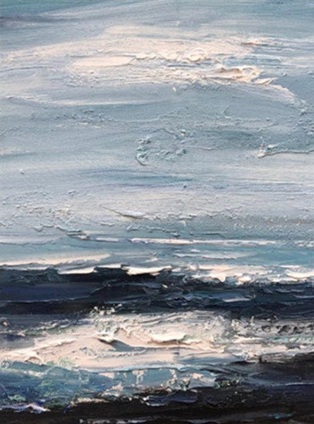 Contemporary Modern Art, Impasto Paintings, Blue Simple Modern Art, Living Room Wall Art Ideas, Palette Knife Paintings, Large Modern Art Ideas-HomePaintingDecor