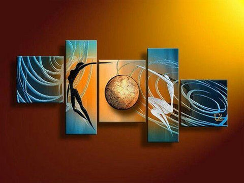 Abstract Art of Love, Love Abstract Painting, Living Room Wall Painting, 5 Piece Canvas Painting, Abstract Art on Canvas-HomePaintingDecor
