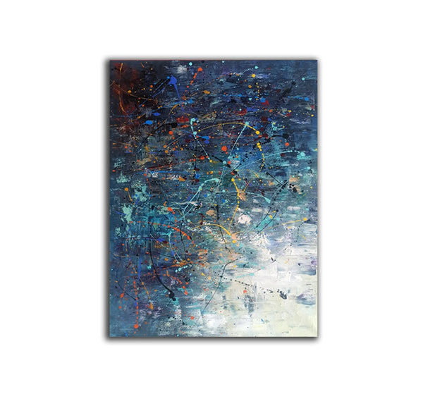 Extra Large Paintings for Living Room, Hand Painted Wall Art Paintings, Blue Abstract Acrylic Painting, Modern Abstract Art for Dining Room-HomePaintingDecor