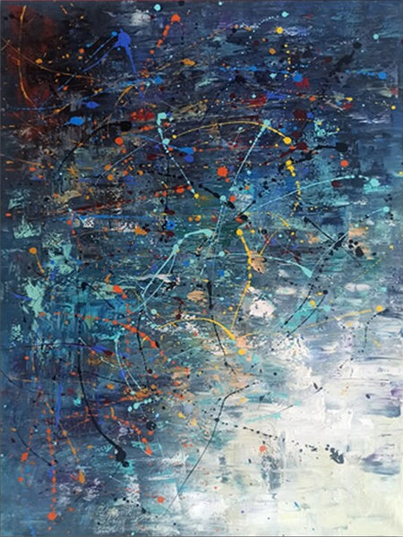 Extra Large Paintings for Living Room, Hand Painted Wall Art Paintings, Blue Abstract Acrylic Painting, Modern Abstract Art for Dining Room-HomePaintingDecor