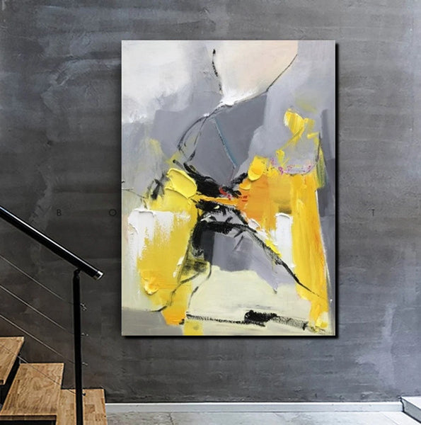 Abstract Paintings Behind Sofa, Acrylic Paintings for Bedroom, Palette Knife Canvas Art, Contemporary Canvas Wall Art, Buy Paintings Online-HomePaintingDecor