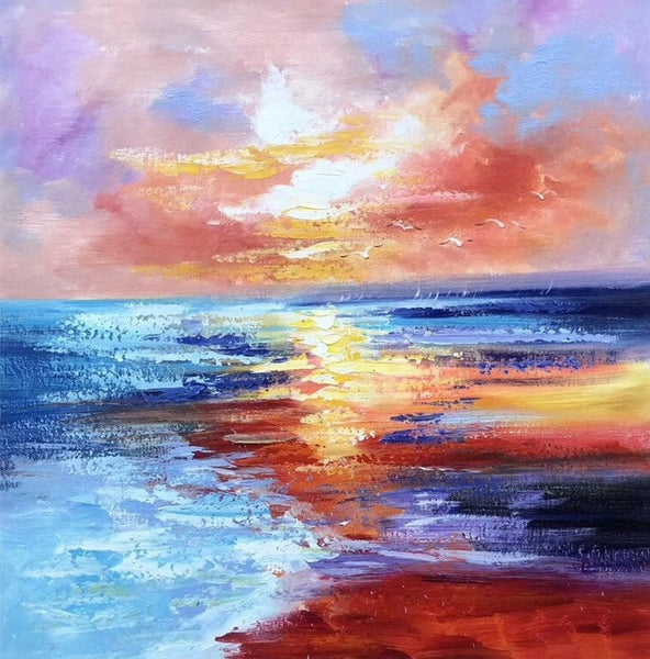 Sunset Painting, Acrylic Paintings for Living Room, Abstract Acrylic Painting, Abstract Landscape Paintings, Simple Painting Ideas for Bedroom, Large Abstract Canvas Paintings-HomePaintingDecor