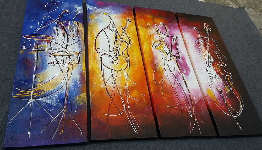 Painting Samples of 4 Piece Wall Art, Music Player Painting, Large Paintings for Living Room, Buy Paintings Online, Wall Art Paintings for Bedroom, Simple Modern Art