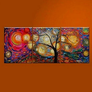 Tree of Life Paintings, Extra Large Canvas Painting, 100% Hand Painted Art Painting for Sale, Hand Painted Abstract Art, Buy Paintings Online, 3 Panel Group Art Sets