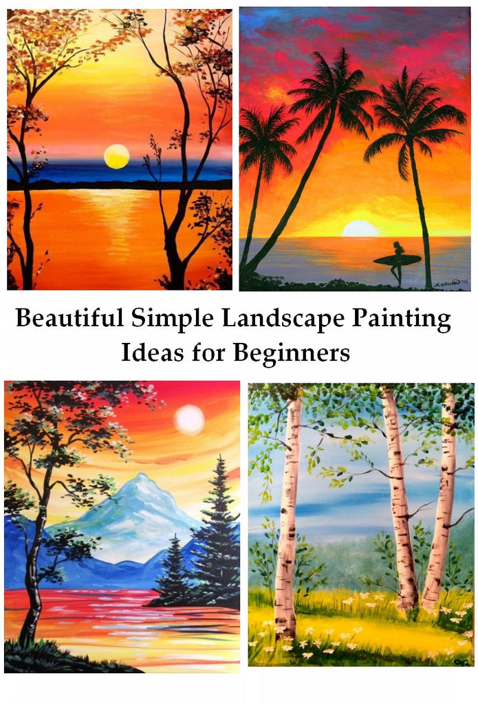 Beautiful Easy Landscape Painting Ideas for Beginners, Sunrise Painting Ideas, Mountain Landscape Painting Ideas, Easy Painting Ideas for Kids, Easy Painting on Canvas