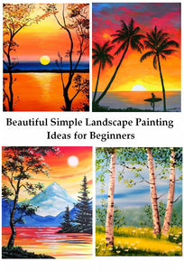 Beautiful Easy Landscape Painting Ideas for Beginners, Sunrise Painting Ideas, Mountain Landscape Painting Ideas, Easy Painting Ideas for Kids, Easy Painting on Canvas