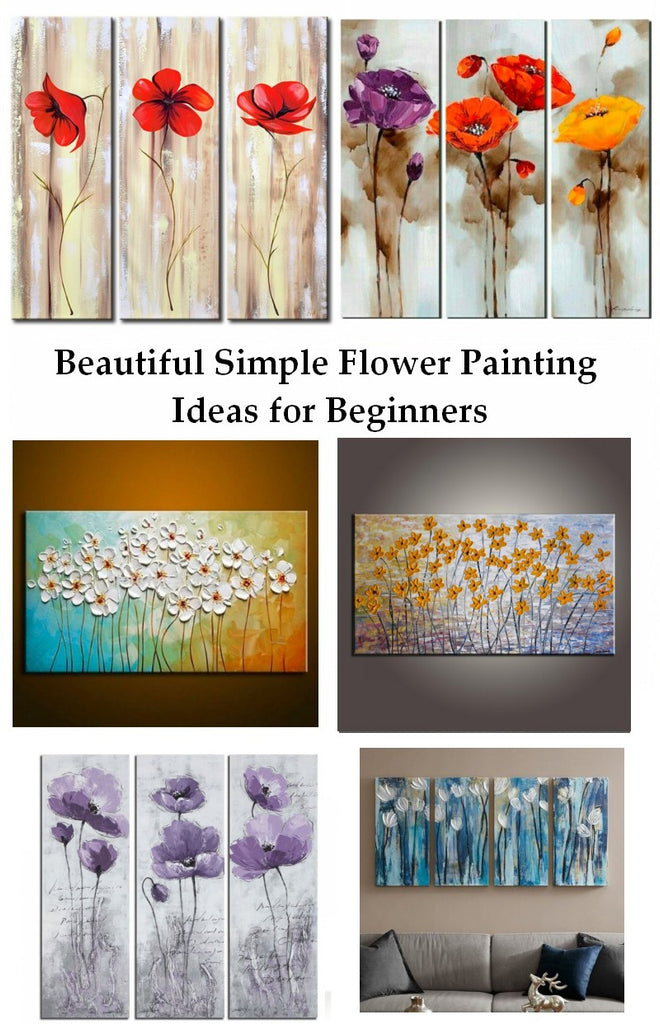 Beautiful Easy Flower Painting Ideas for Beginners, Acrylic Flower Painting, Simple Flower Paintings, Easy Acrylic Painting Ideas, Simple Acrylic Canvas Painting Ideas