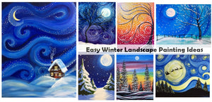 Easy Landscape Painting Ideas for Beginners, Easy Winter Landscape Paintings, Easy Tree Paintings, Simple DIY Canvas Painting Ideas for Kids, Easy Acrylic Paintings