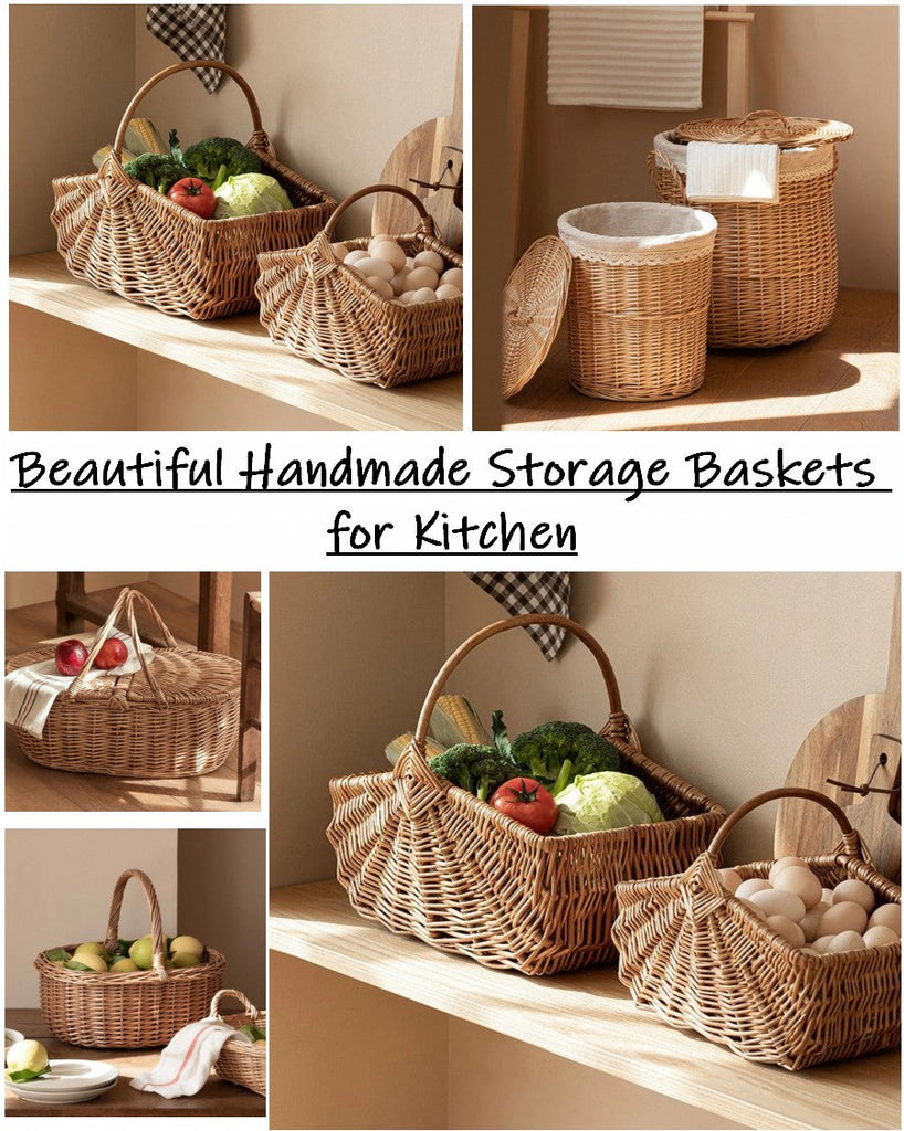 Storage Ideas for Small Kitchen, Wicker Storage Baskets for Kitchen, Storage Baskets for Fruit, Picnic Baskets with Handle, Storage Baskets with Handle, Storage Baskets for Shelves