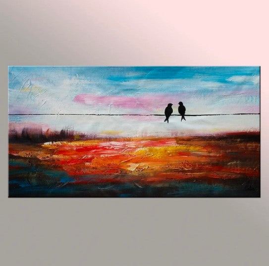 Love Birds Painting, Abstract Bird Art Painting, Buy Painting Online