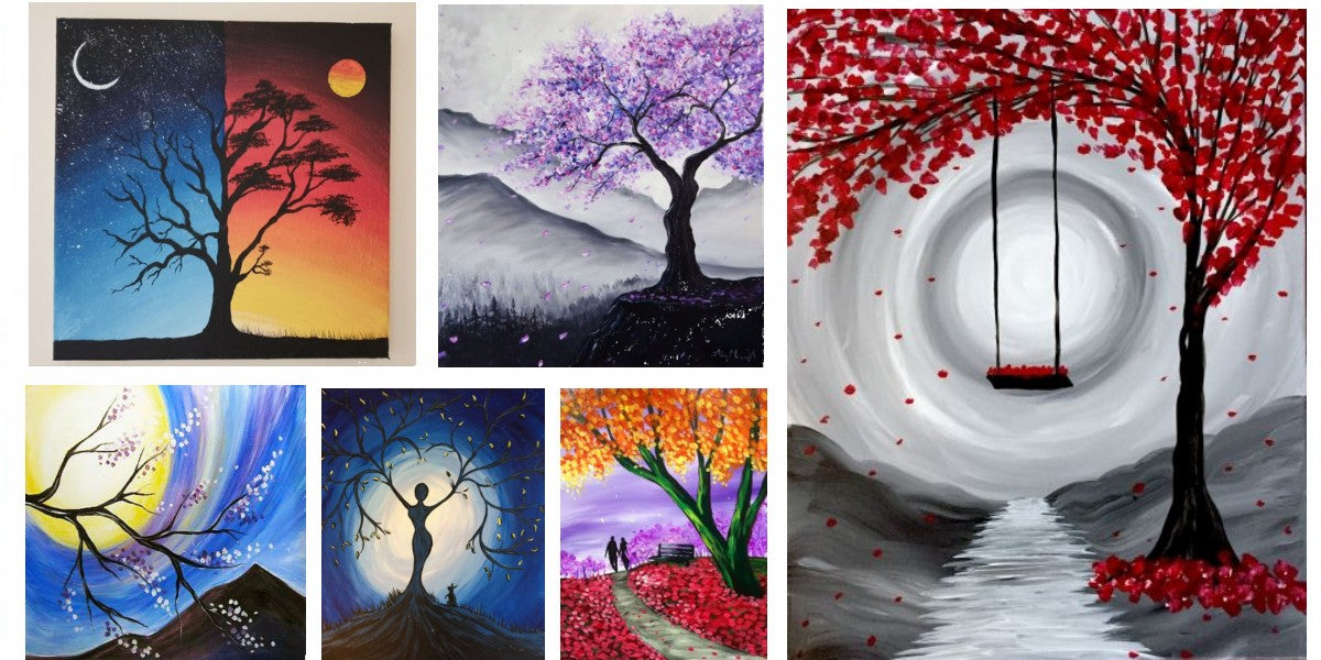 30 Easy Tree Painting Ideas for Beginners, Easy Landscape Painting Ide