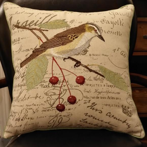 Pillows for Farmhouse, Living Room Throw Pillows, Decorative Sofa Pillows, Bird Throw Pillows, Embroidery Throw Pillows, Rustic Pillows for Couch-HomePaintingDecor