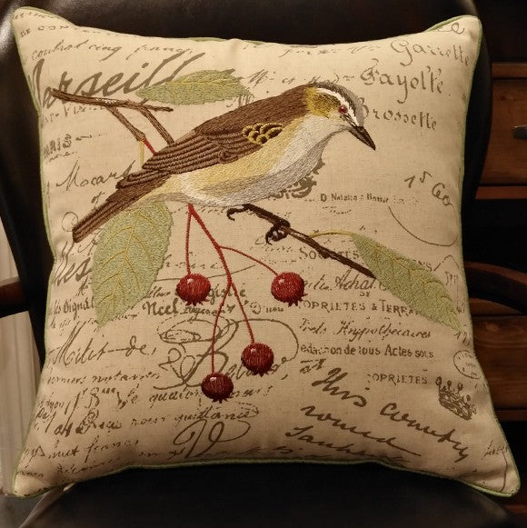 Decorative Throw Pillows for Couch, Bird Pillows, Pillows for Farmhouse, Sofa Throw Pillows, Embroidery Throw Pillows, Rustic Pillows-HomePaintingDecor