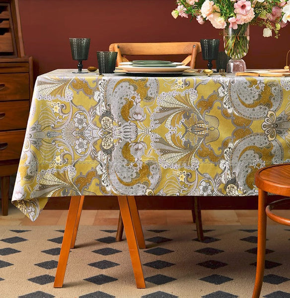 Farmhouse Table Cloth, Wedding Tablecloth, Square Tablecloth for Round Table, Dining Room Flower Table Cloths, Cotton Rectangular Table Covers for Kitchen-HomePaintingDecor